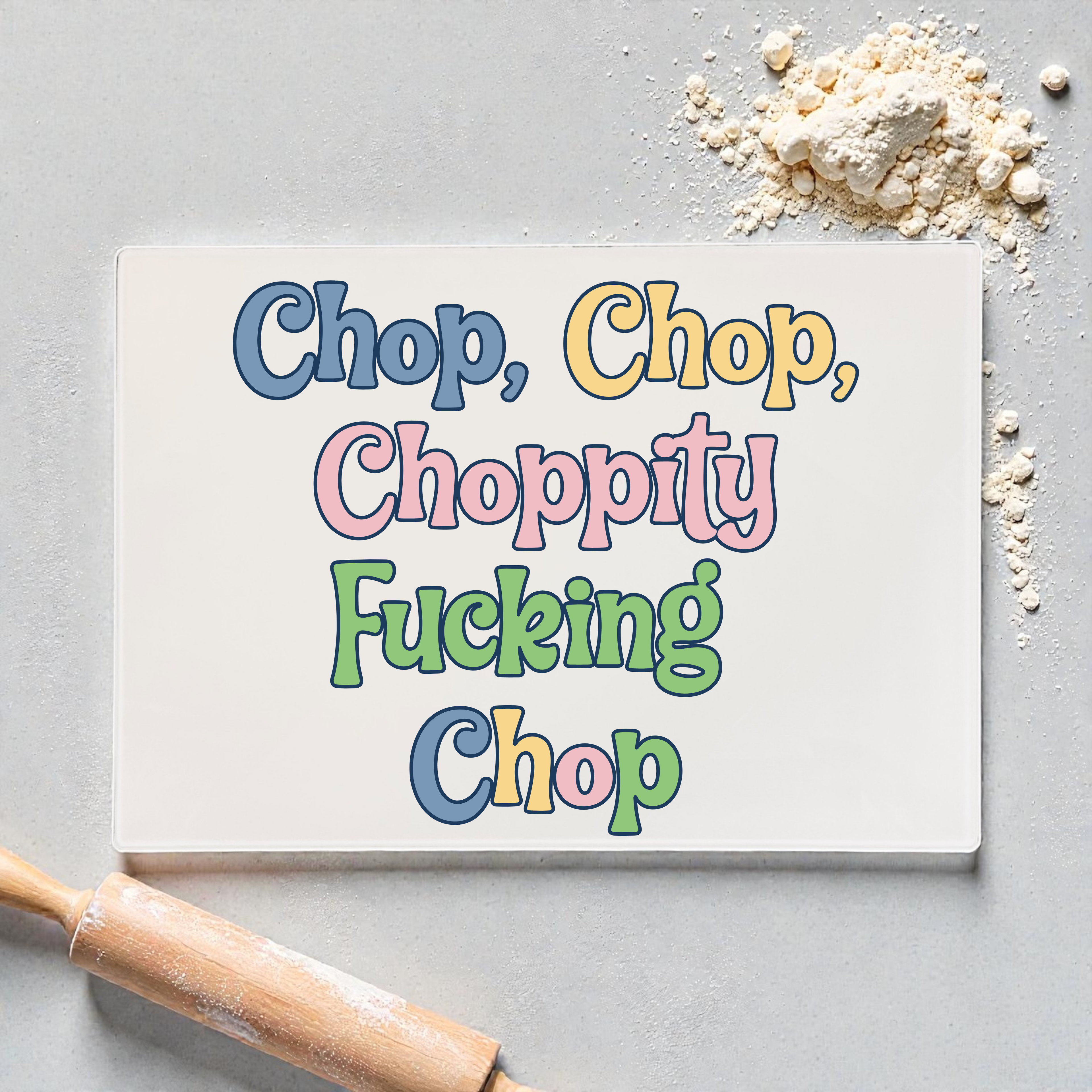 Chop Chop Sweary Glass Chopping Board/Worktop Saver