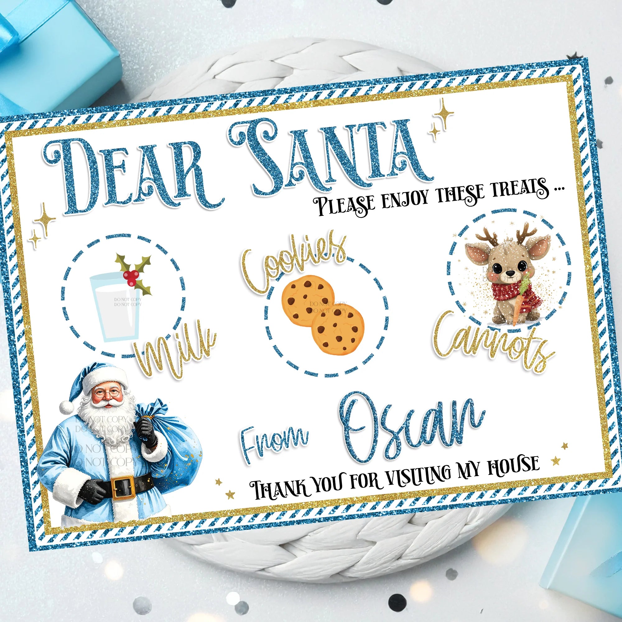 Christmas Eve Personalised Placemat – Premium Faux Leather - 3 Colour Options