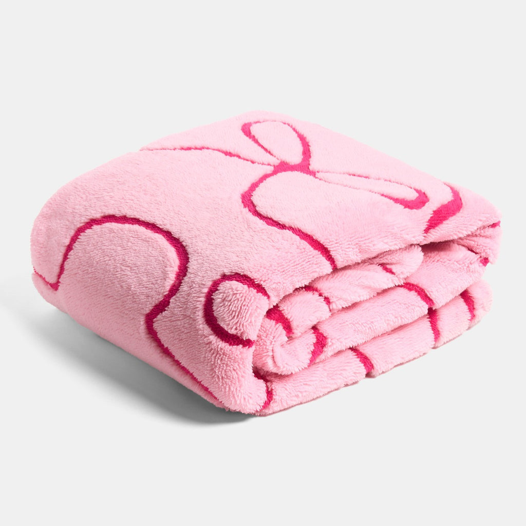 Bows Tufted Fleece Throw - Pink