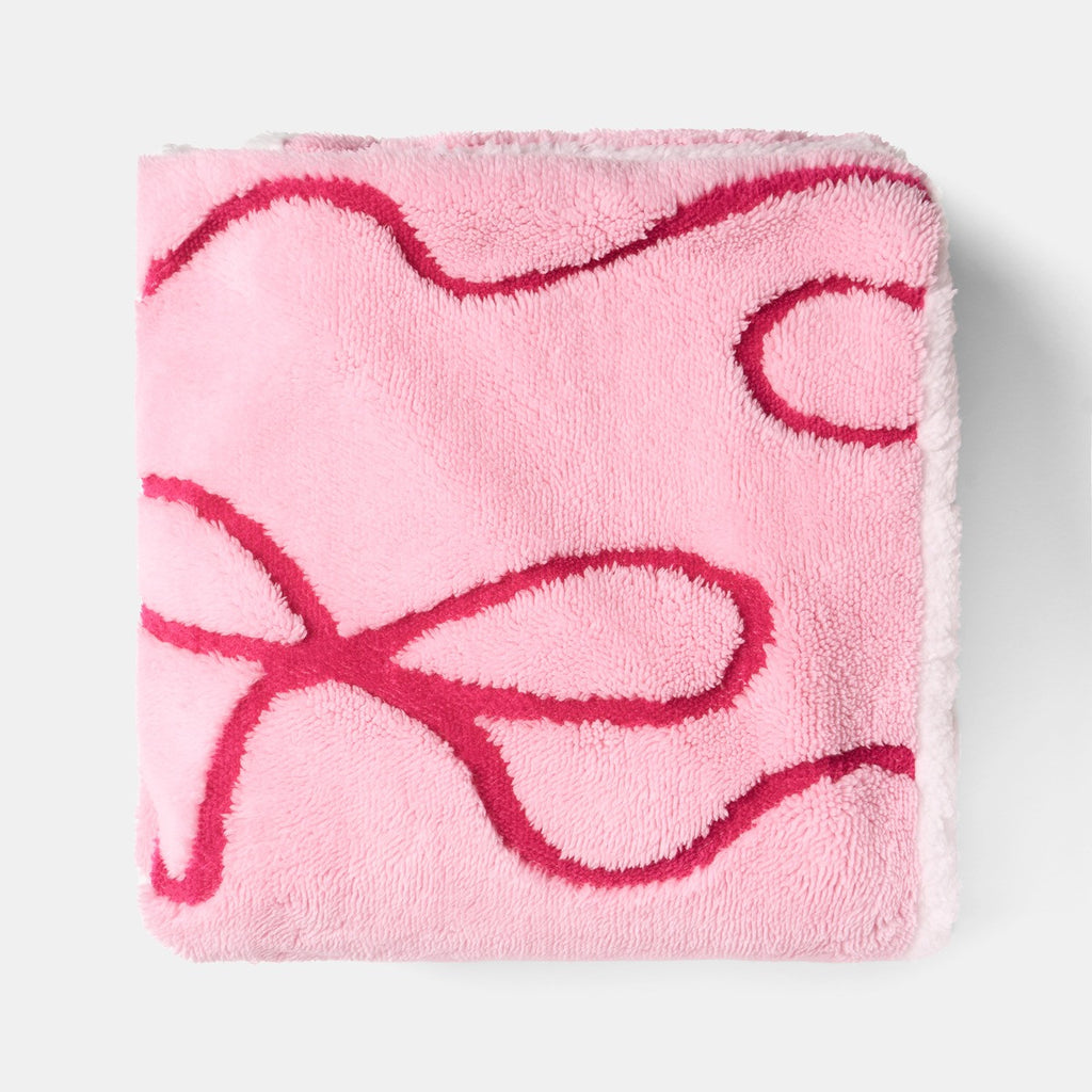 Bows Tufted Fleece Throw - Pink