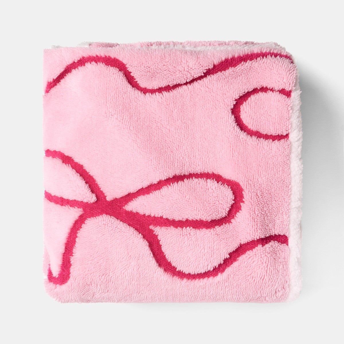 Bows Tufted Fleece Throw - Pink