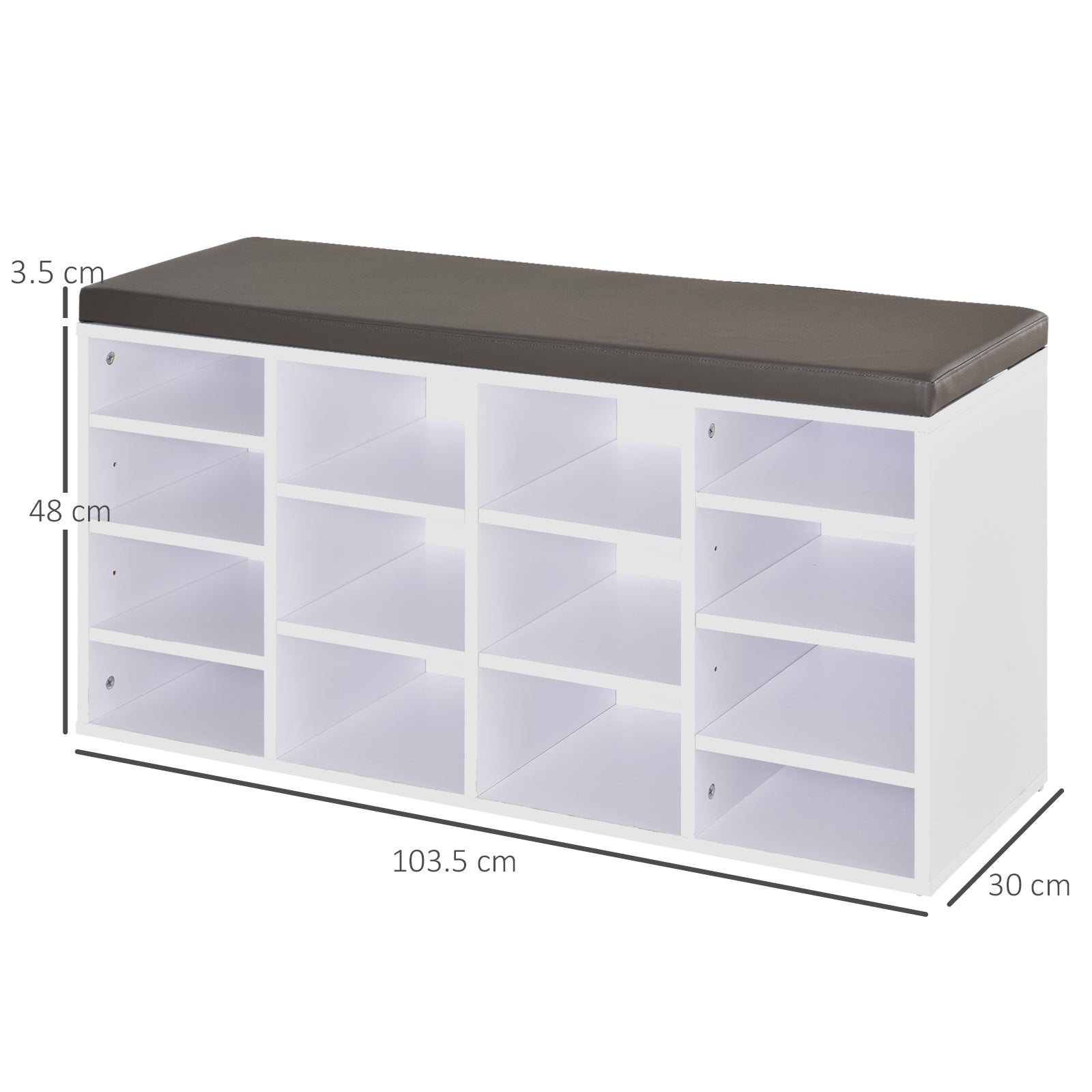 Multi-Storage Shoe Rack w/ 14 Compartments & Cushion