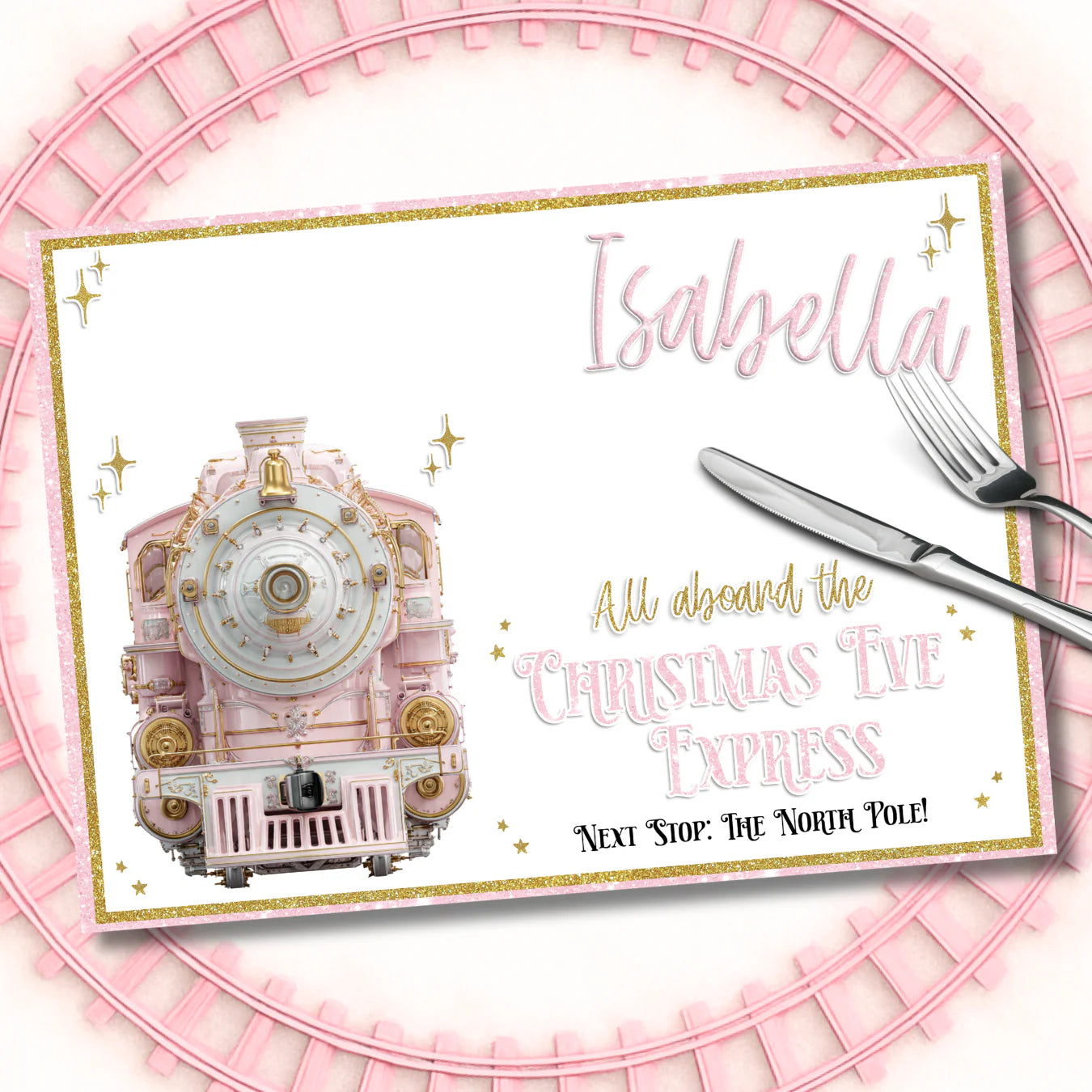 Christmas Eve Express Personalised Placemat – Premium Faux Leather - 3 Colour Options