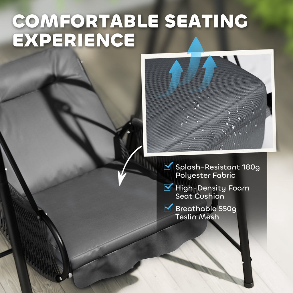 Swing Chair, Outdoor Garden Hanging Swing Seat with Stand and Seat Cushion