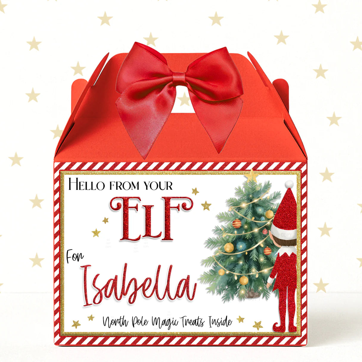 Personalised Elf Treat Boxes - Blue, Pink or Red