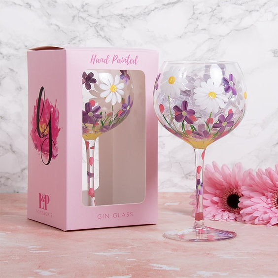 Daisies Gin Glass - Hand Painted