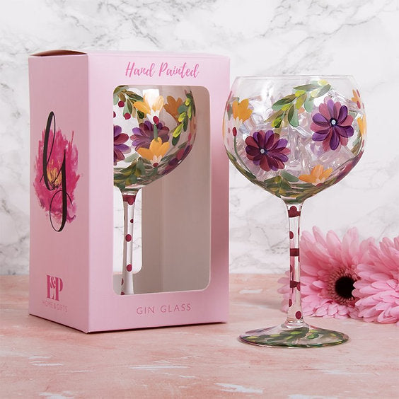 Asters Gin Glass - Hand Painted