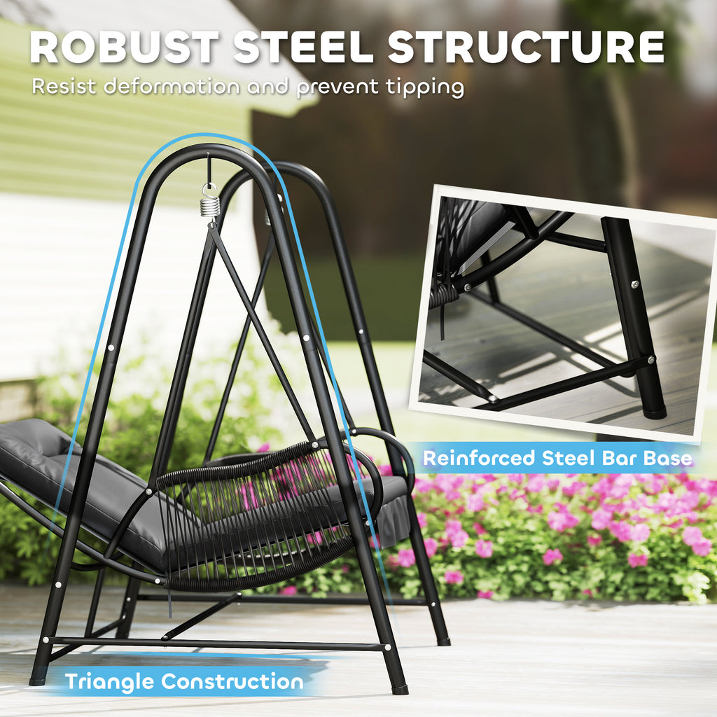 Swing Chair, Outdoor Garden Hanging Swing Seat with Stand and Seat Cushion