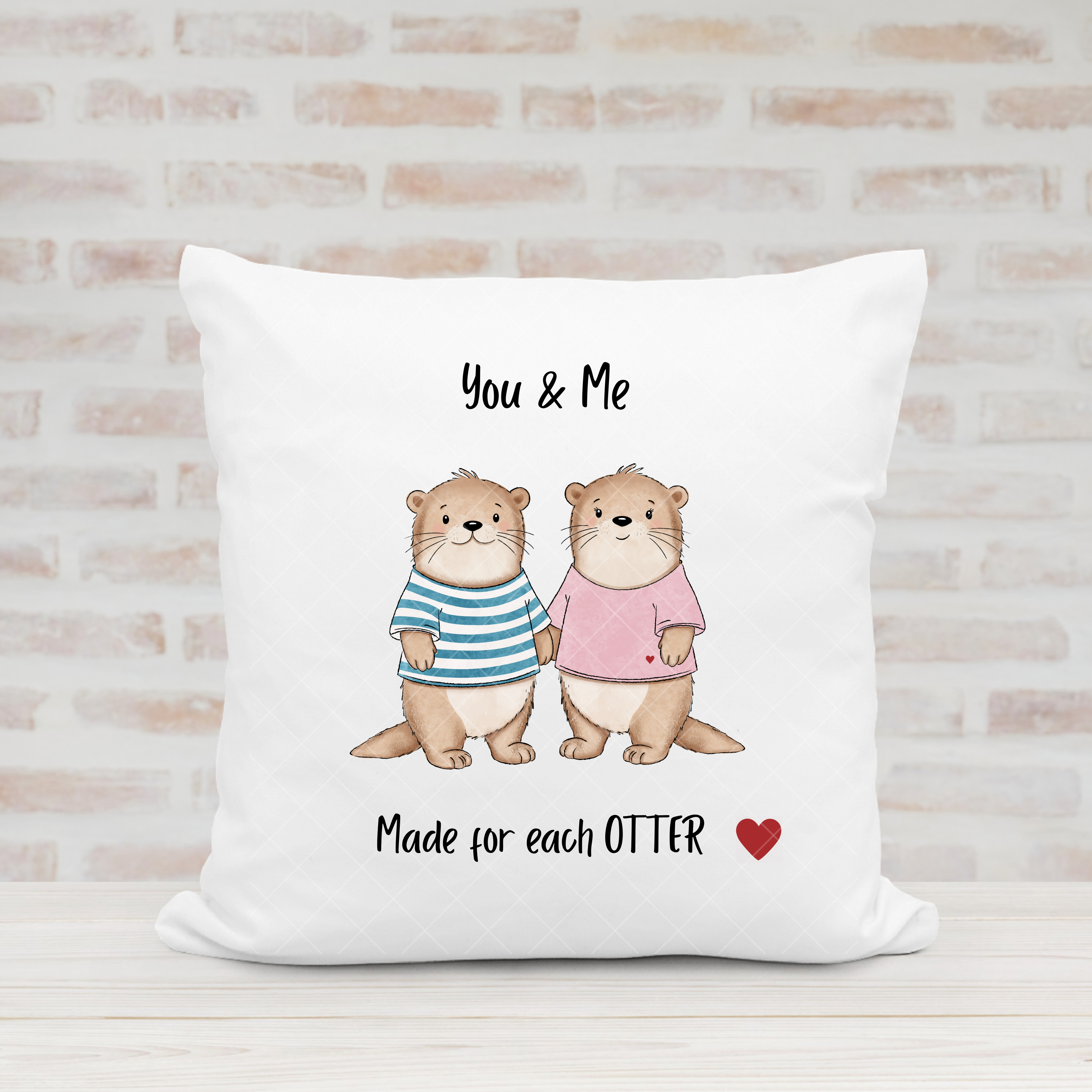 🦦 You & Me – Made for Each Otter Cushion