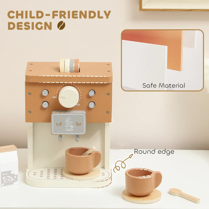 Kids Wooden Coffee Machine Toy, Ages 3+