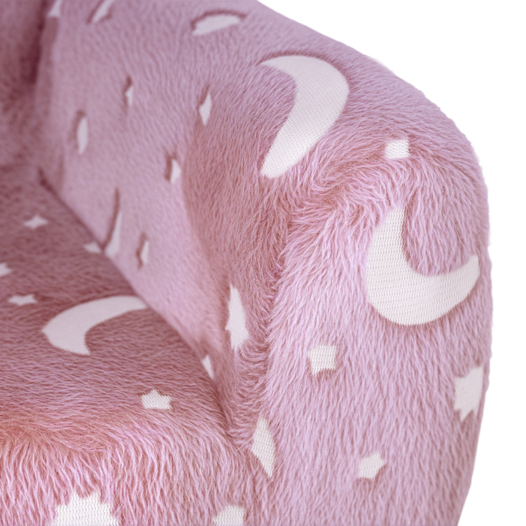 Kids Armchair, Glow in the Dark Chair with Star Design - Pink