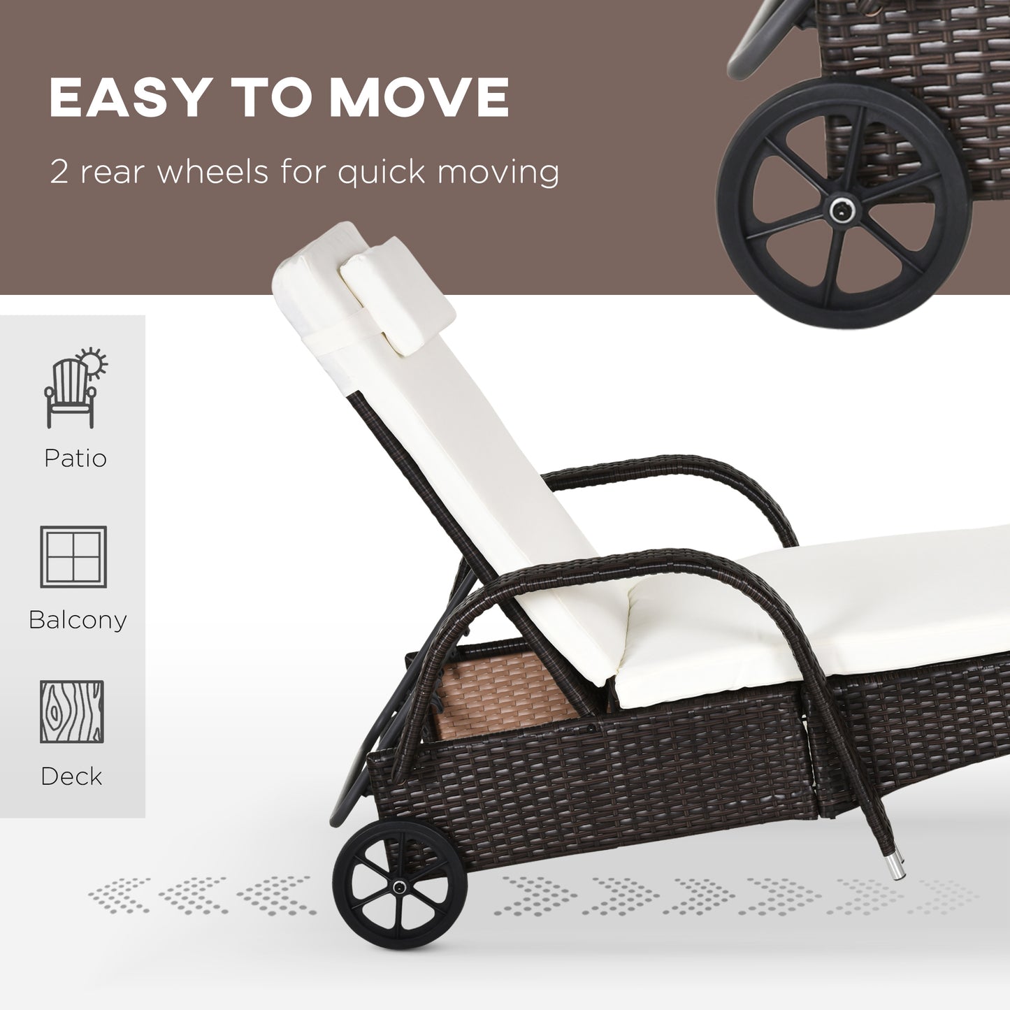 3 Pieces PE Rattan Patio Lounge Chair Set - Grey or Brown
