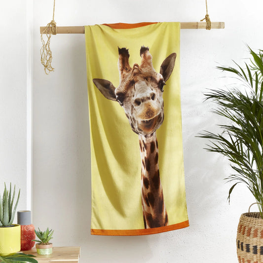 Catherine Lansfield Giraffe Beach Towel - Yellow