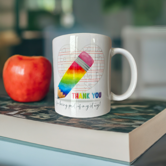 Thank You Teacher Rainbow Pencil Mug or Travel Mug