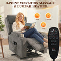 Power Lift Recliner Chair with Vibration Massage and Heat, Chenille Riser and Recliner - Grey