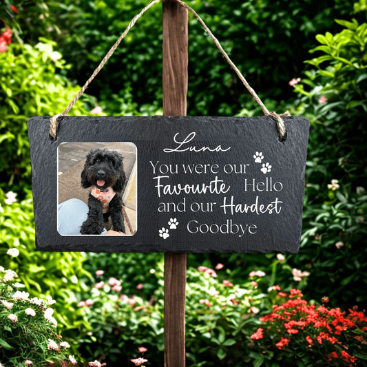 Personalised Memorial Photo upload Pet Slate Sign