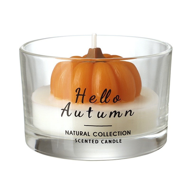 Hello Autumn Pumpkin Scented Candle – Glass Autumn Candle with Pumpkin Design