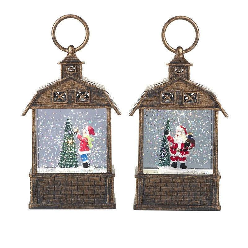 LED Christmas Snow Scene Lantern – Light Up Santa & Christmas Tree Decoration - 2 Designs