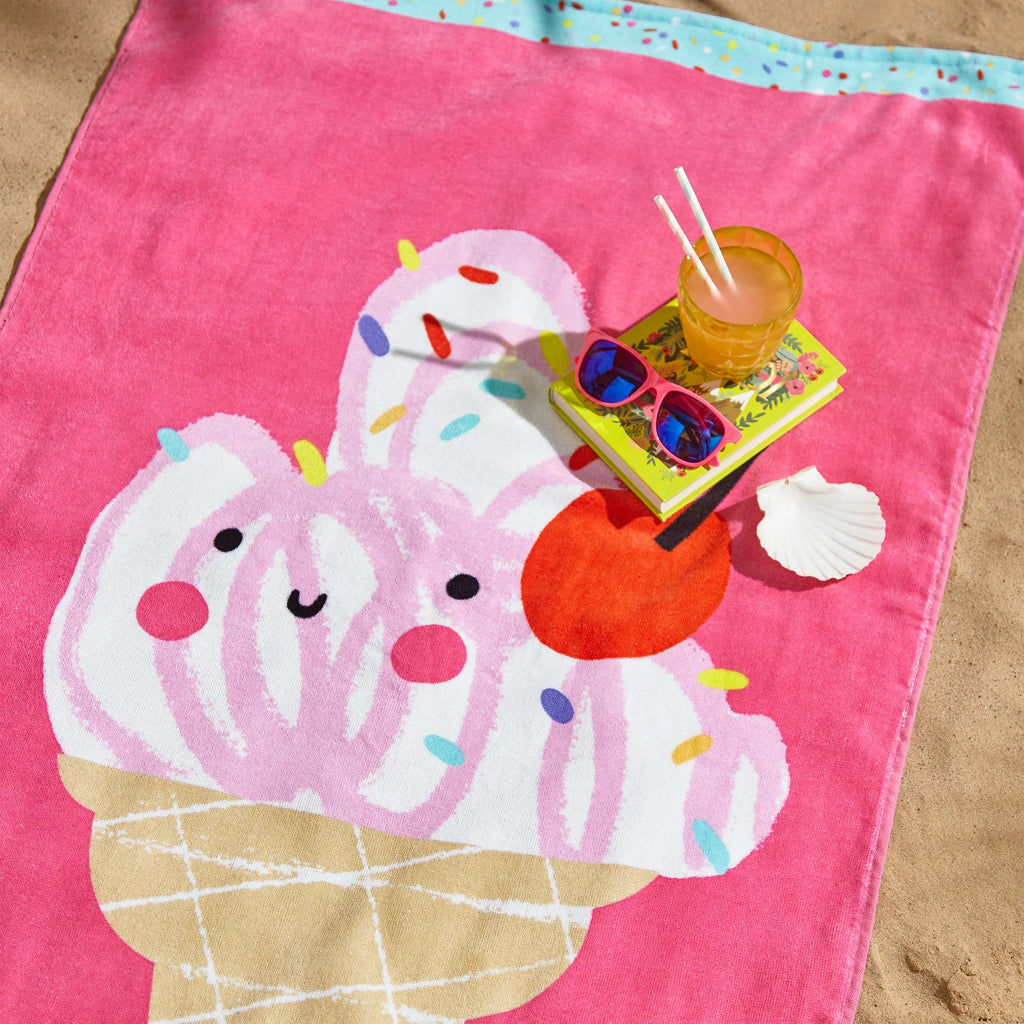 I'm Melting 100% Cotton Beach Towel Pink By Catherine Lansfield
