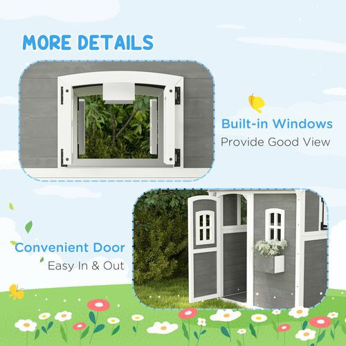 Wooden Wendy House with Floor, for Gardens, Patios - Grey