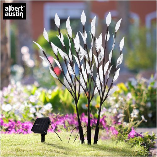 3Pk 60 LED Solar Branch Lights BRIGHT WHITE