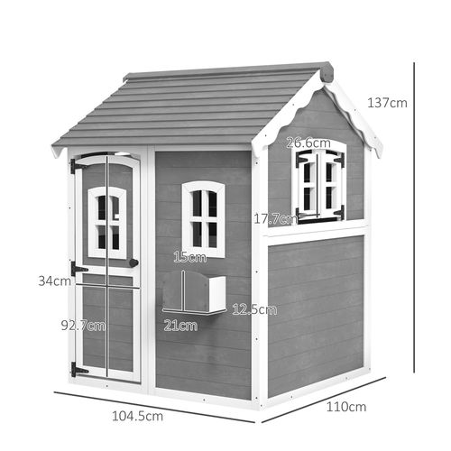 Wooden Wendy House with Floor, for Gardens, Patios - Grey