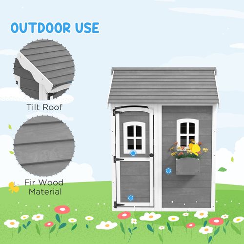 Wooden Wendy House with Floor, for Gardens, Patios - Grey