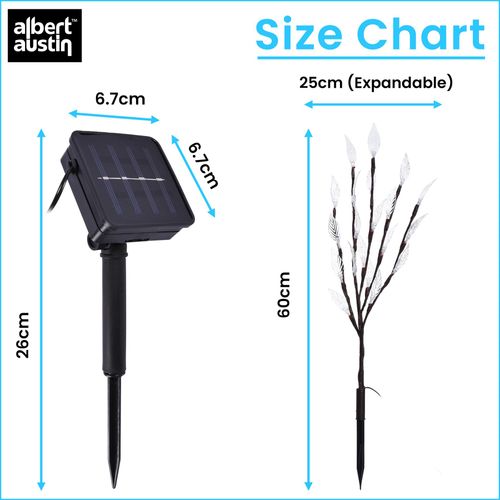 3Pk 60 LED Solar Branch Lights BRIGHT WHITE