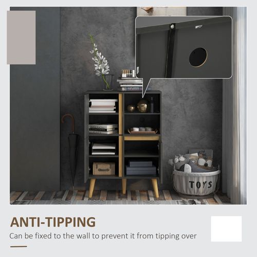 Storage Cabinet Sideboard with Tempered Glass Adjustable Shelves