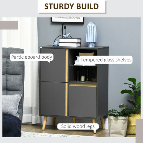 Storage Cabinet Sideboard with Tempered Glass Adjustable Shelves