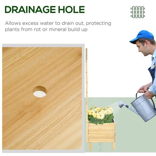 Wooden Garden Planters with Trellis for Vine Climbing Plants, Natural