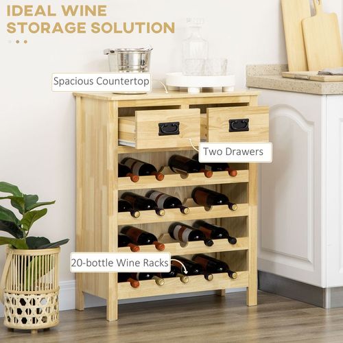 Wooden Cabinet with 20-Bottle Wine Rack
