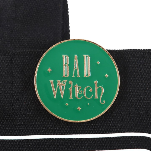 Bad Witch Social Club Polycotton Tote Bag With Pin Badge