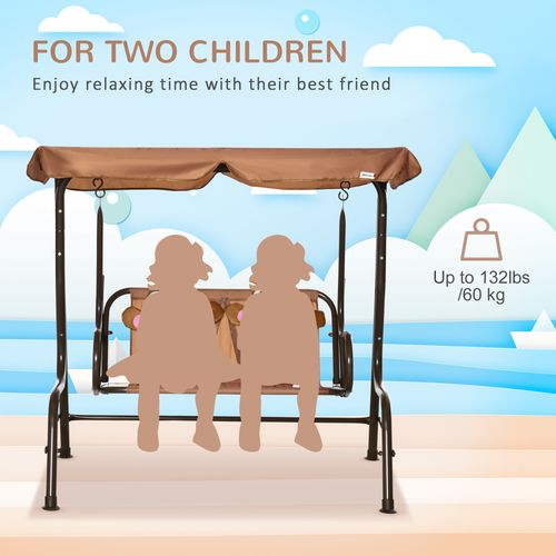 Two-Seat Kids Canopy Swing Chair Adjustable Awning