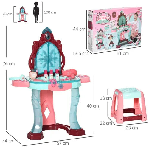 31 Piece Kids Dressing Table, Magical Princess Mirror, Light and Music