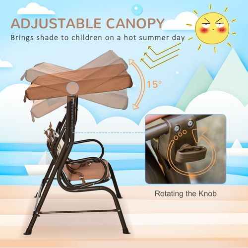 Two-Seat Kids Canopy Swing Chair Adjustable Awning