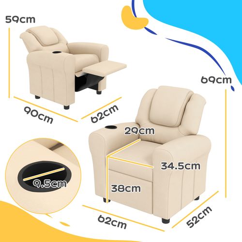 Kids Recliner Chair with Adjustable Backrest and Footrest