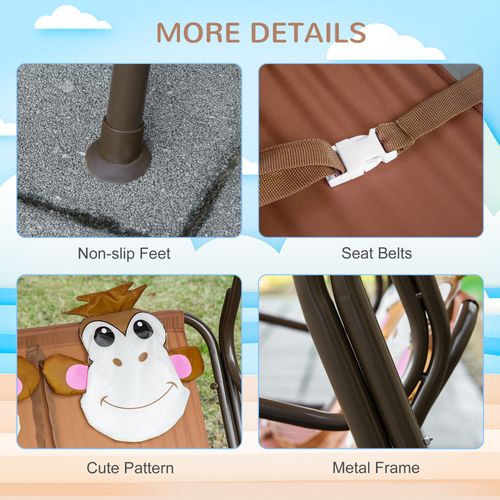 Two-Seat Kids Canopy Swing Chair Adjustable Awning