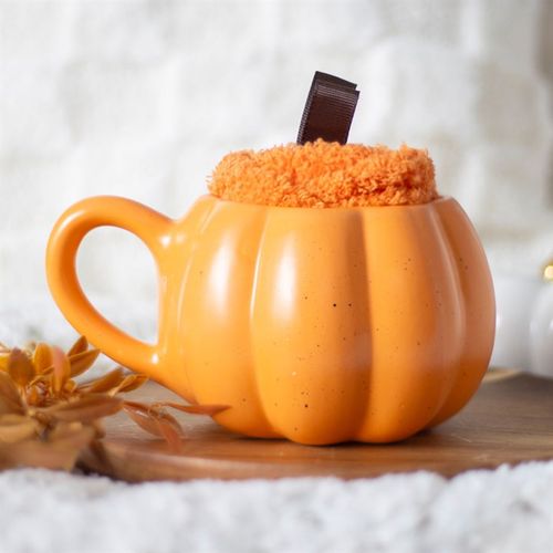 Pumpkin Shaped Mug and Sock Set