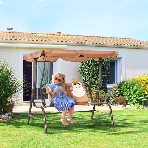 Two-Seat Kids Canopy Swing Chair Adjustable Awning