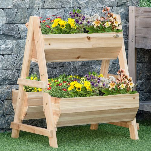 Wooden Raised Garden Bed Planter Box with Stand
