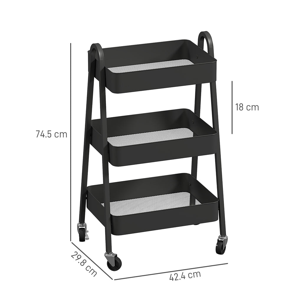 Three-Tier Storage Trolley - 3 Colour Options