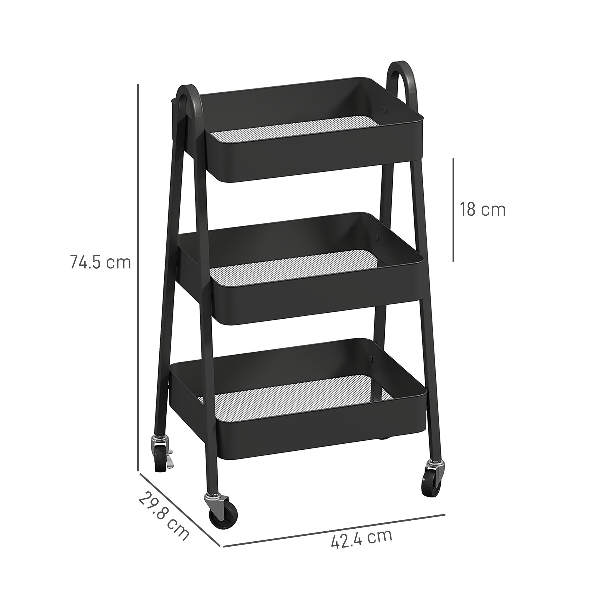 Three-Tier Storage Trolley - 3 Colour Options