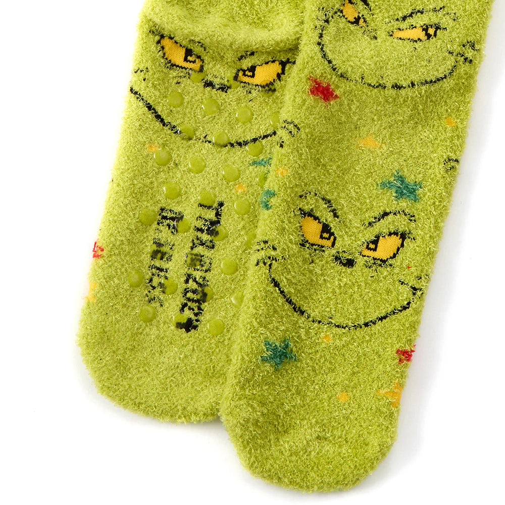 Mens Christmas Grinch Fluffy Socks - 2 Designs