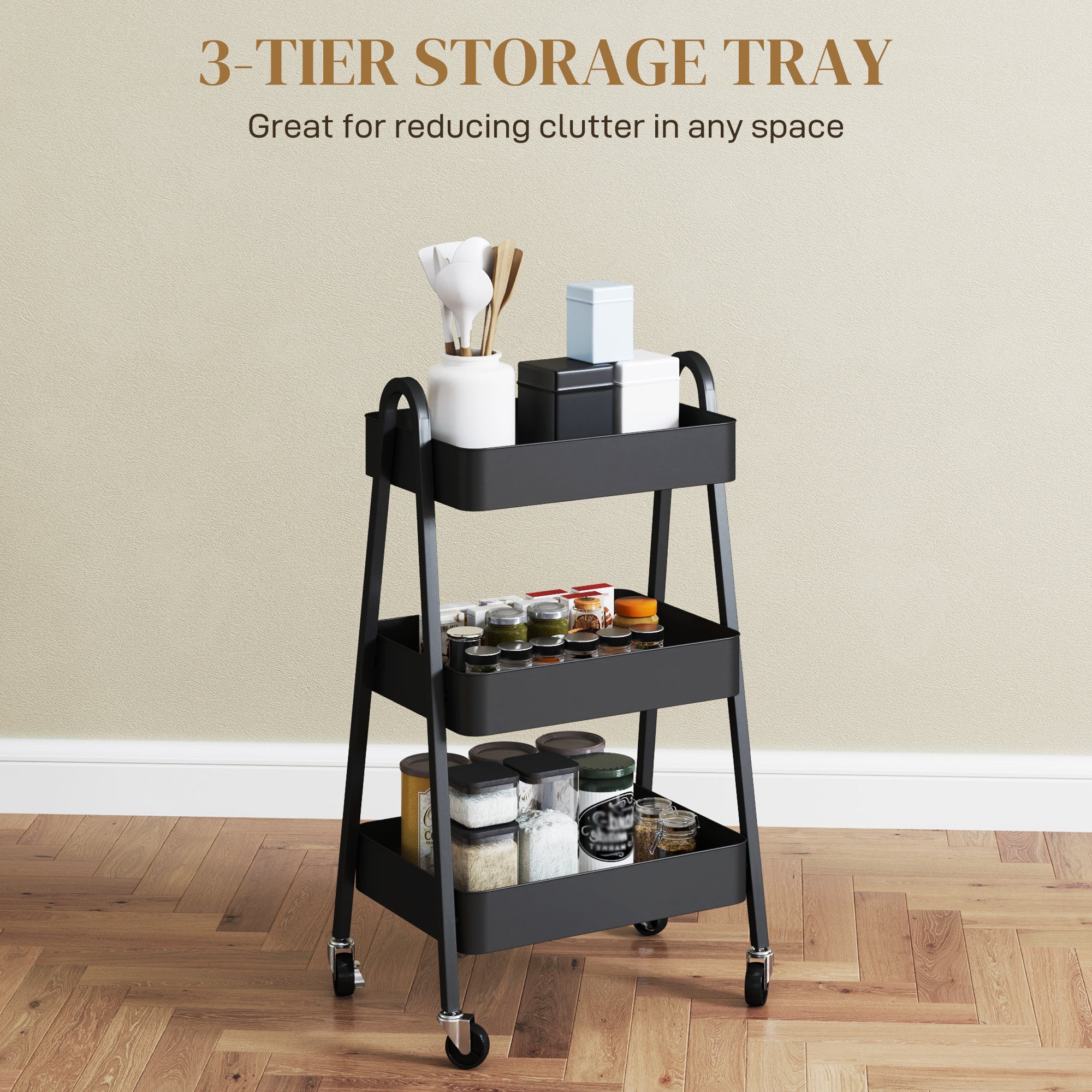 Three-Tier Storage Trolley - 3 Colour Options