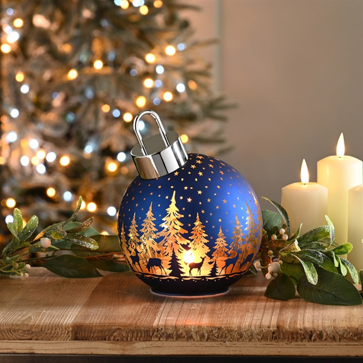 18cm Blue Bauble Light-Up Decoration 18cm