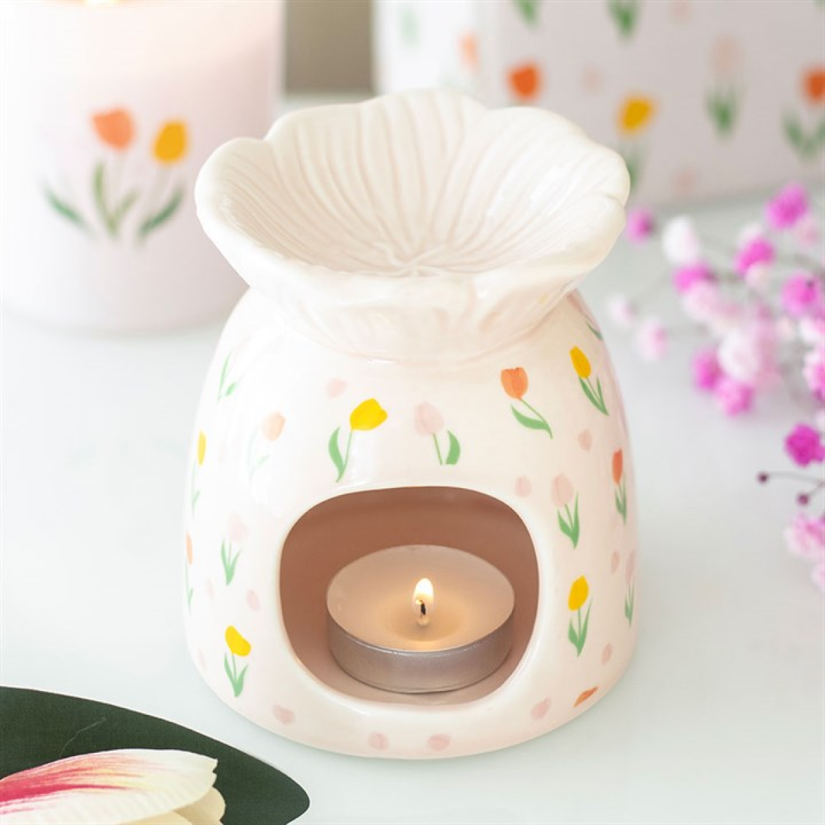 Tulip Print Oil Burner and Wax Warmer