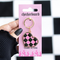 Checkerboard Heart Keyring