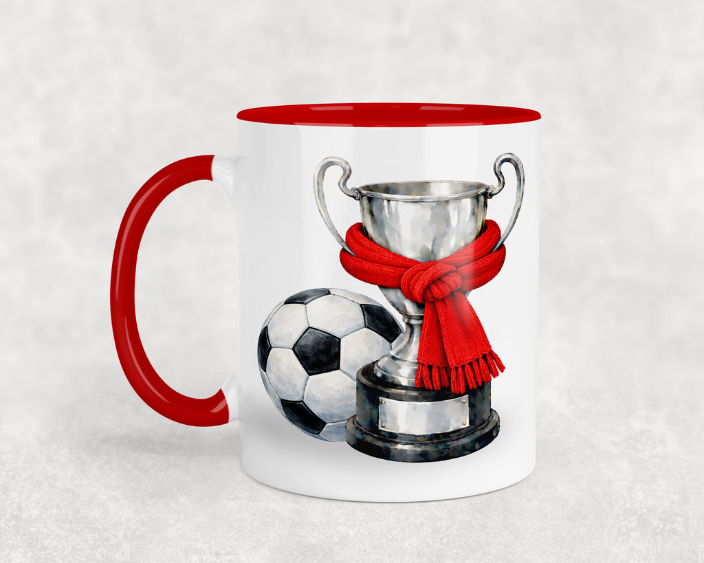 ⚽️ Personalised Football Trophy Mug - Custom Name - Plain Scarf Collection ( 11oz ) Various colours available