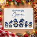 Personalised Glass Chopping Board Gnome Family - Navy